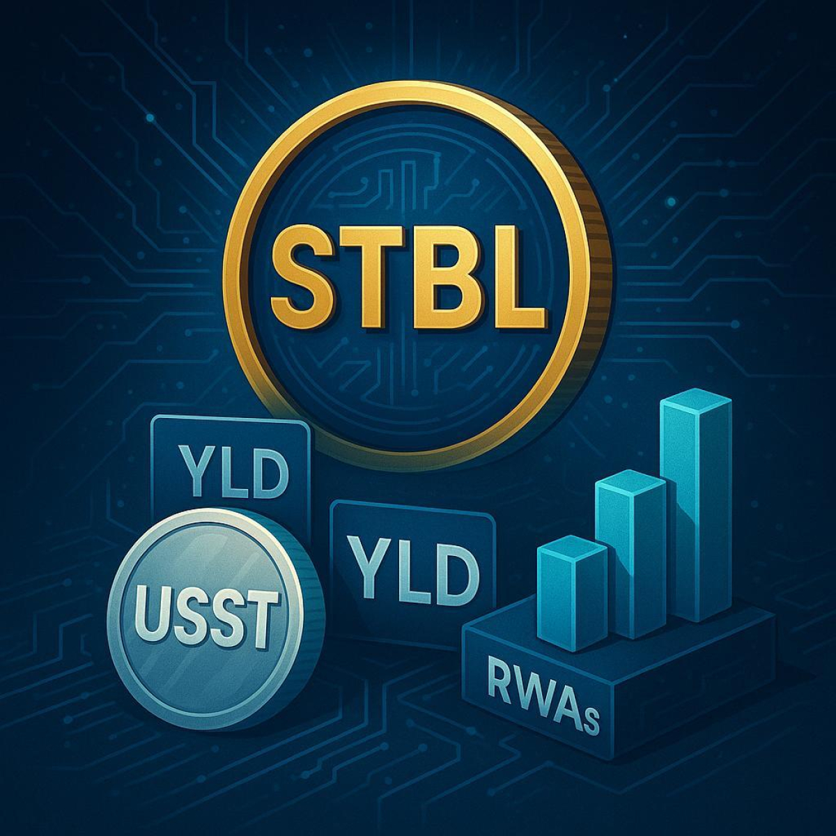 STBL is a next-generation stablecoin protocol that separates principal and yield from tokenized real-world assets (RWAs). Users mint USST (the stablecoin) and receive a separate YLD claim for the yield. STBL is the governance and value-capture token, live on major exchanges and central to protocol decisions. digital art, trending on artstation, hd